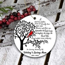 Customized Memorial Ornament, Personalized Christmas Ornament, In Loving Memo...