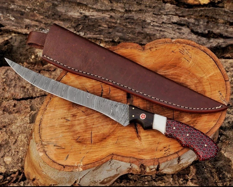 Custom Handmade Damascus Steel Fillet Knife,Bowie Knife | Hunting Knife Camping