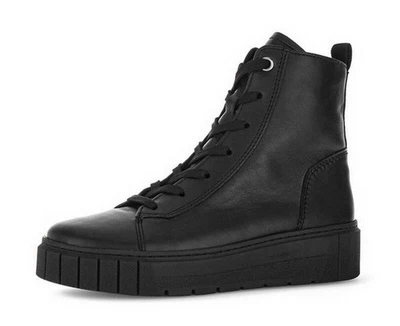Gabor Comfort Schnürstiefelette Schwarz Leder High Sneaker Schnürschuh Einlage