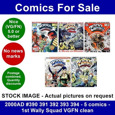 2000AD #390 391 392 393 394 - 5 comics - 1st Wally Squad VGFN clean