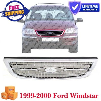 Chrome Shell w/ Black Insert Plastic For 99-2000 Ford Windstar Grille YF2Z8200BA