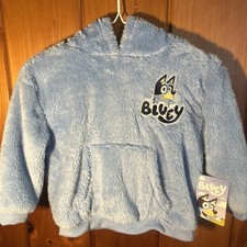 NWT Bluey Toddler Kids Blue Pullover Fleece Hoodie w/ Pouch Pocket - Size 4T
