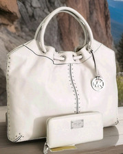   MICHAEL KORS ASTOR LARGE VANILLA LEATHER TOTE BAG /OR MATCHING WALLET  NWT 