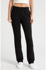 NWT 85 GOOD AMERICAN Straight Leg Cotton Fleece Sweatpants - Black - 2 / US M