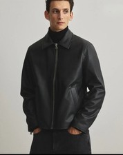 Classic Men Black Leather Jacket Front Zipper 100 Genuine Lambskin Leather
