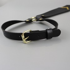 Ladies Black Faux Leather Tie with Choker Necktie Punk Accessory Adjustable Chic