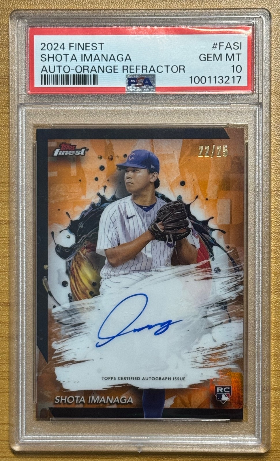 2024 Topps Finest -Shota Imanaga Auto -  #FA-SI Orange 22/25 (AU, RC) PSA10!!