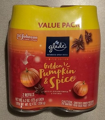 Glade value 2 pack Automatic Spray Refills golden pumpkin spice 6.2oz Each NEW