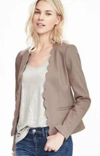 Banana Republic 6 Scalloped Edge Blazer Taupe Tan Classic Fun Jacket Work
