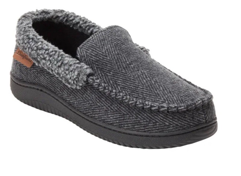 Dearfoams Indoor/Outdoor Slipper Men's Gray L (11-12) Easy On/Off New