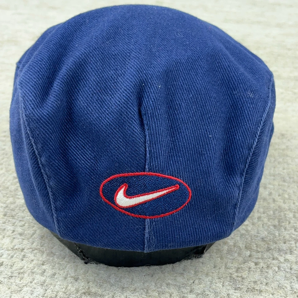 Vintage Nike Newsboy Hat Cap Cabby Flat Blue Red Swoosh Y2K Paperboy Size Small - Image 2 of 4