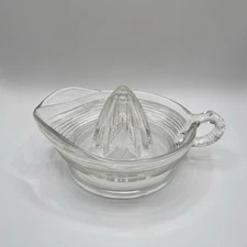 Vintage 60's Anchor Hocking Clear Ribbed Glass Citrus Juicer, Reamer