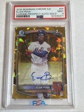 2025 1st Bowman Chrome Sapphire Gold Ref Elian Pena Auto 46/50 RC SP Mets PSA 9