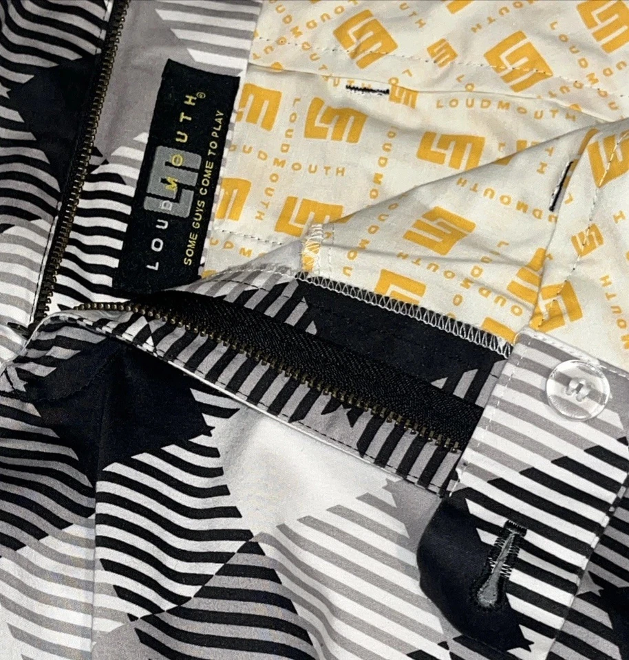 Pantalones de golf Loudmouth para hombre 36x32 grises negros argyle cuadros diamantes algodón elástico Foto 3 de 4
