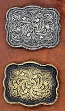 Western Floral Rope Edge Buckle fits 1.75 inch wide belt strap