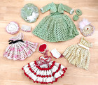 4 Vintage Hand Made Crochet Doll Dresses Hats etc 7-8" Dolls Estate Lot (R) — photo 3