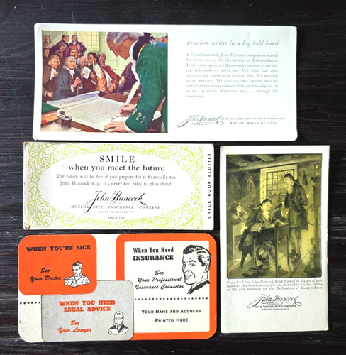 Vintage John Hancock Insurance Blotter Lot of 4 Paper Ephemera Advertising