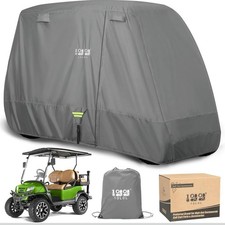 10L0L Heavy Duty Golf Cart Cover for 2/4 L-For 2/2 2/4 Passengers Cart, Grey