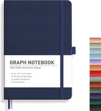 Graph Grid Paper Notebook 192 Pages A5 5.7x8.3in Black for Writing