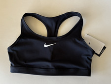 Nike Womens MEDIUM Swoosh Bra Black Racerback Med Support Padded DX6821-010