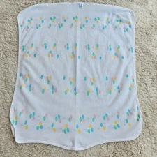 JE Morgan White Balloon Pattern Waffle Weave Thermal Baby Receiving Blanket VTG 