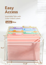 6 Pack Plastic High Capacity Hanging File Folders, 4" Expansion for Bulky Docume