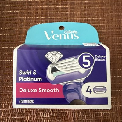 Gillette Venus Swirl & Platinum Deluxe Smooth Women's Razor Blade Refills 4Count