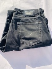 Men VERSACE COUTURE MADE ITALY DENIM DARK BLACK STRAIGHT W34 L34 Read