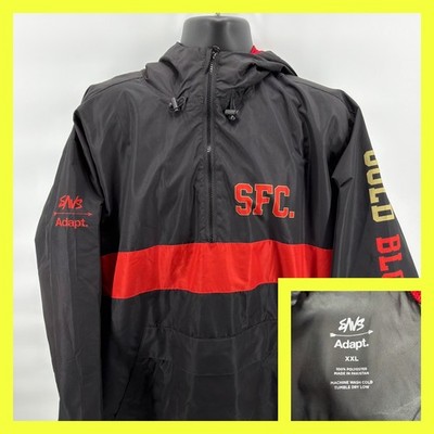 Adapt x SAVS SFC Gold Blooded Windbreaker Jacket Mens XXL Black Red Anorak Hood