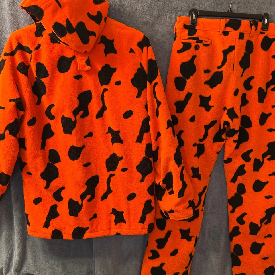 VTG Cabelas Mens L Whitetail Orange Camo GoreTex Fleece Hunting Jacket Pants Set - Image 3 of 4