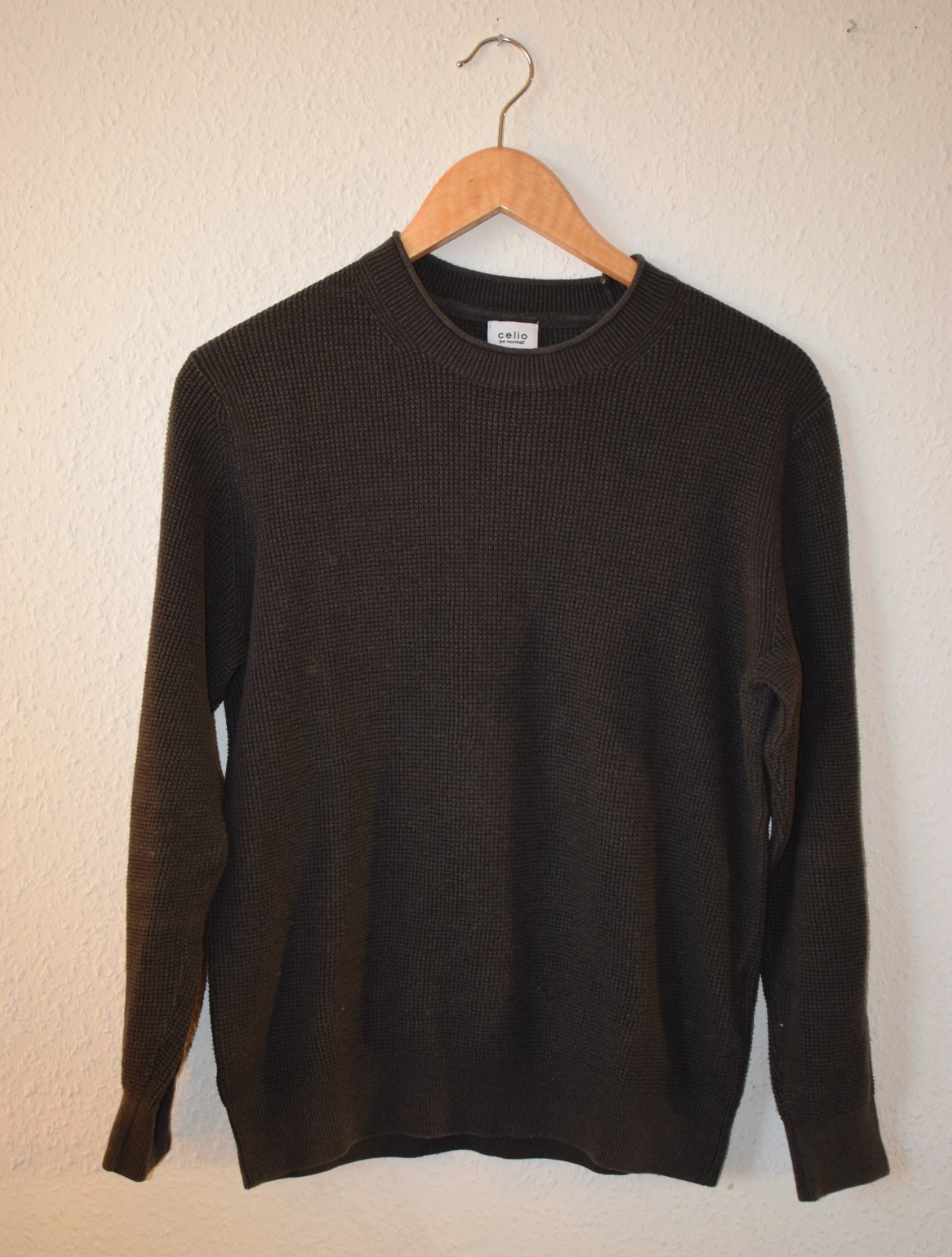 Celio Men's Waffle Knit Sweater - Anthracite Melange (Size S) image 5