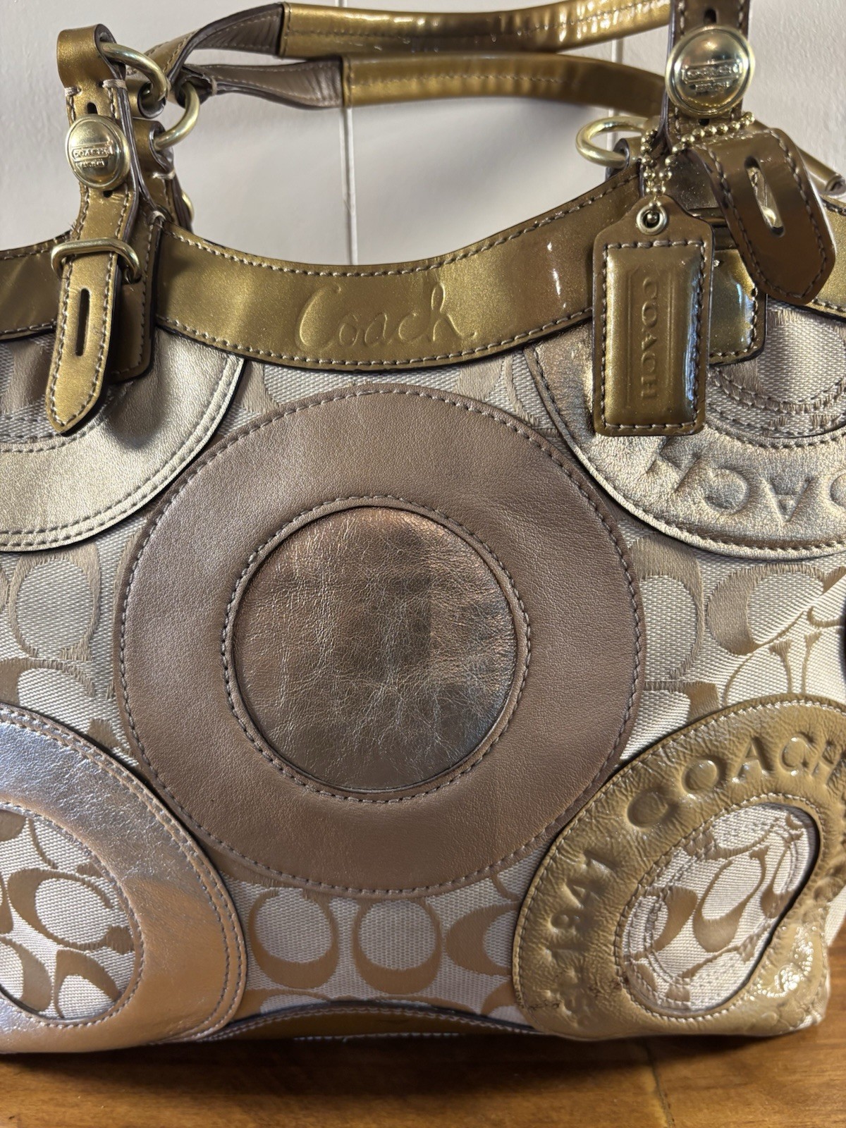 Coach Carly Y2K Large Circular Patchwork Shoulder… - image 3