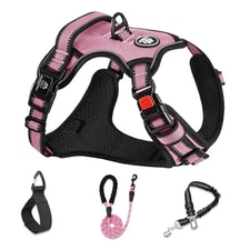  No Pull Dog Harness,Adjustable Oxford Medium 【M】neck 13-17" chest 17-25" Pink