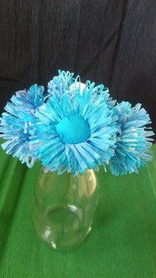 30 x  Krepprosen Krepp Papier Blumen mit Floristen Draht, 6 cm blau ELIT ETNO