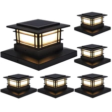 6 Pack Solar Post Cap Lights Outdoor, Fence Post Solar Lights Fit for 4x4 5x5...