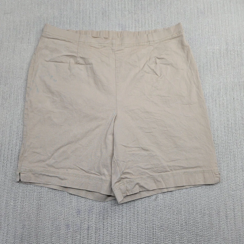 Pantalones Cortos Ciervo Blanco Para Mujer 18/20 Cintura Elástica Beige Tirar Delantero Plano Plus Foto 2 de 4