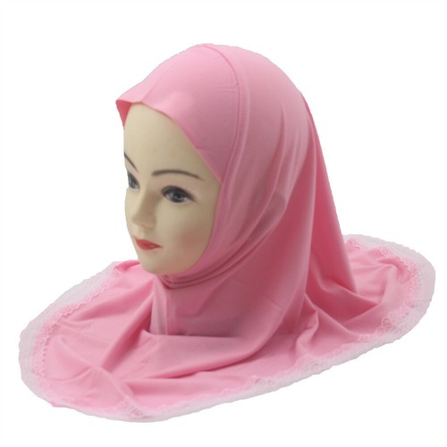2-6Y Muslim Kids Girls Hijab Scarf Islamic Prayer Wrap Shawl Amira One Piece Hat - Picture 22 of 24