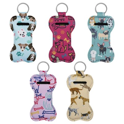 Beautyflier Neoprene Lip Balm Lipstick Keychain Holder Dog Pattern