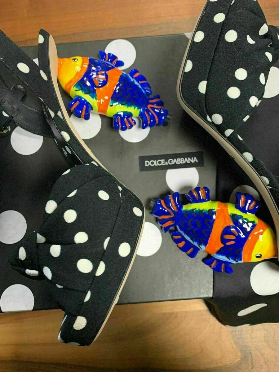 【DOLCE AND GABBANA】BIG SALE★POLKA DOT サンダル Dolce Gabbana Sculpted Handpainted Sicilian Cart Sandals