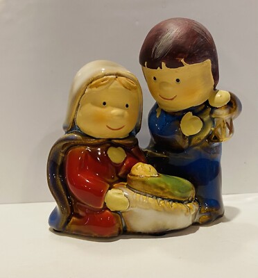 Porcelain Christmas Nativity Set Holy Figures Joseph Mary Jesus Mini 3. ...