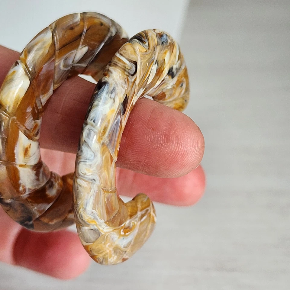 Pendientes de aro grandes marrón tostado tonos tierra gruesos vintage Y2K perforados boho 2" Foto 4 de 4