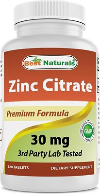 Best Naturals Zinc Citrate 30 mg - Immune Support - 120 Tablets