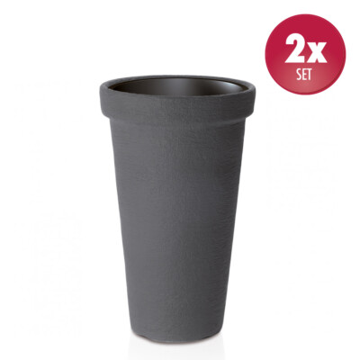 2x Pflanzkübel Kunststoff XXL Grau 74 cm hoch rund Ø 48cm Blumentopf