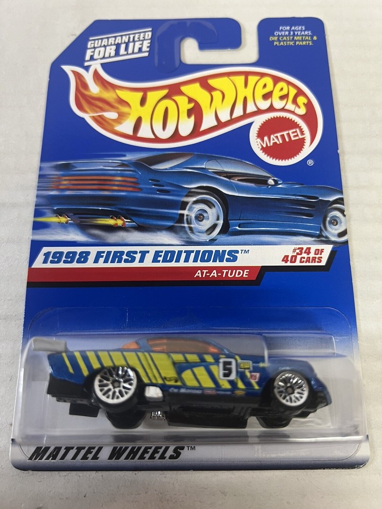 Hot Wheels 1998 First Editions At-A-Tude BLUE 34/40 Race Car Diecast Model