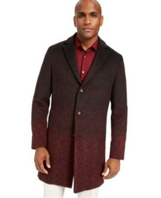Alfani Mens Large Black Red Ombre Button Up Over Coat Chevron Soft eBay