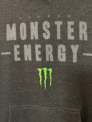 Monster Energy Men's Y2K Graphic Hoodie Size Medium Pullover Gray Logo Skater - Picture 2 of 11
