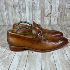 Mason forte Seville Cognac Brown Leather Horsebit Loafers Dress Shoes Mens 9