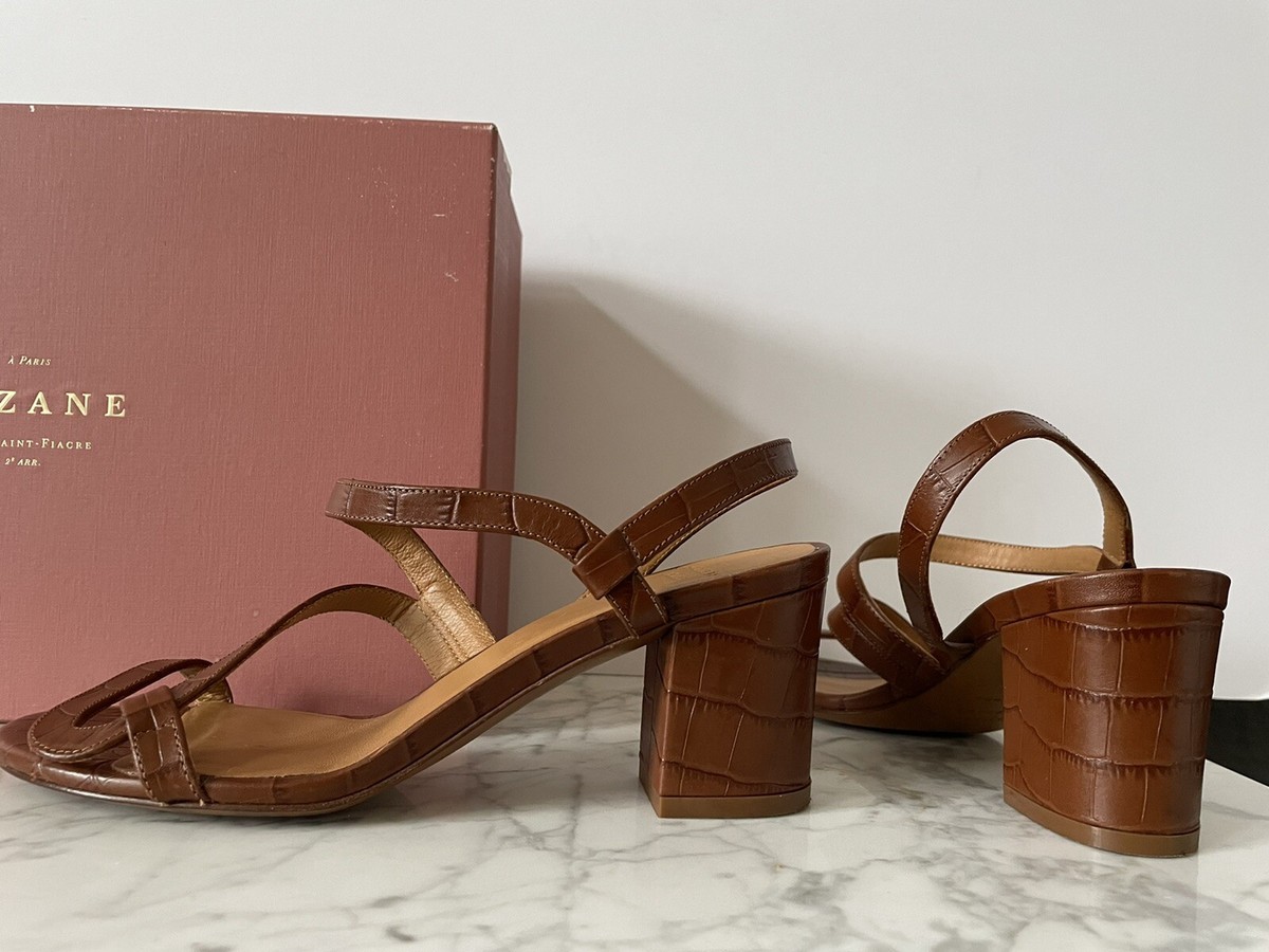Sezane Emilie Sandals Camel Croco Leather Size 36 | eBay