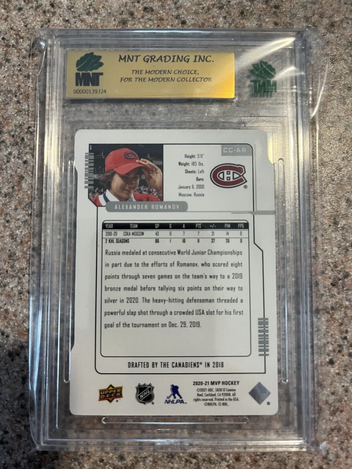 2020-21 MVP Colors and Contours Green 14/20 Alexander Romanov Rookie MNT 9.5 GEM - Image 2 of 2