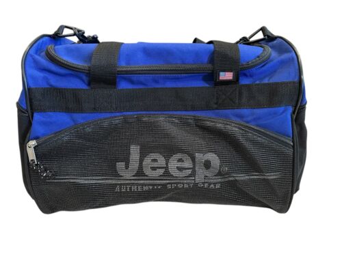 Jeep Authentic 2001 Sports Gear Travel Duffel Bag With Shoulder Strap Black Blue